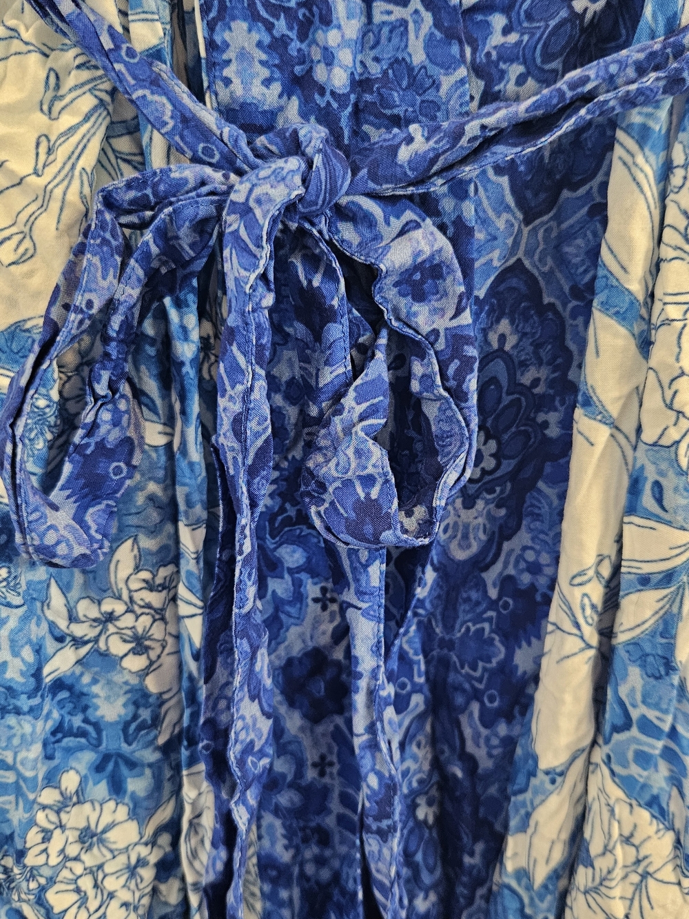 Johnny Was Blue & White Floral Kimono Robe - Picture 2 of 7